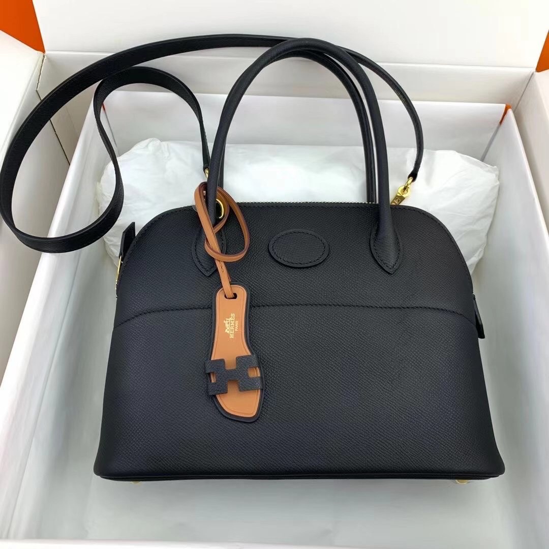 Hermes Bolide 27cm Handbag In Black Epsom Leather